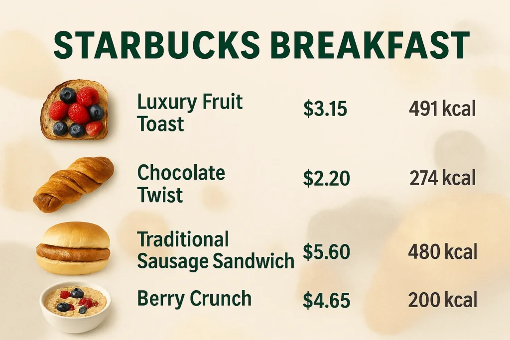Starbucks breakfast menu