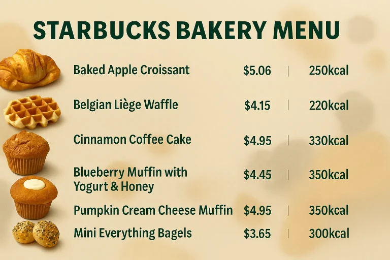 Starbucks Bakery Menu with Prices