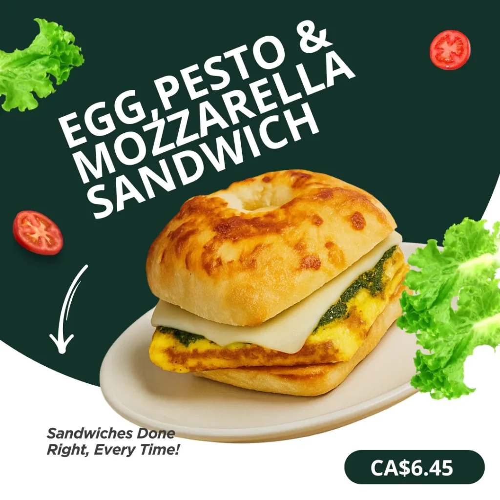 Egg, Pesto & Mozzarella Sandwich